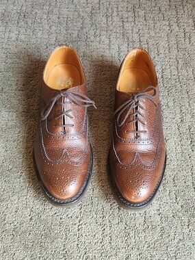 CHURCH'S Caramel Brown Leather Lace Up Brogue Loafer Shoes Size ENG 6 | US 8.5